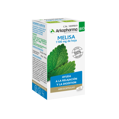 Arkocápsulas® Melisa BIO es un complemento alimenticio a base de Melisa, que contribuye a la relajación, facilita la digestión y ayuda al funcionamiento normal del intestino.