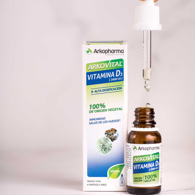 Nuevo Arkovital® Vitamina D3 Refuerzo, Inmunidad y salud de los huesos. Los laboratorios Arkopharma, líder en el mercado de vitaminas de origen vegetal, han desarrollado Arkovital® Vitamina D3 [2000 UI]