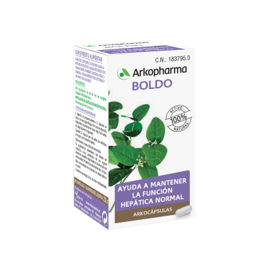 Arkocápsulas® Boldo es un complemento alimenticio a base de Boldo, que ayuda a la digestión y contribuye a mantener la función hepática normal. Bienestar digestivo.