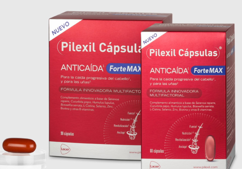 Comprar Pilexil Forte MAX Cápsulas en Gran Farmacia Andorra es un complemento alimenticio con una fórmula innovadora multifactorial que actúa a través de 4 complejos: Complejo 5 alfa, Complejo Revitalizante, Complejo Nutricional y Complejo Antioxidante, para fortalecer, nutrir, revitalizar y mejorar el anclaje del folículo. Pilexil Forte MAX Cápsulas está especialmente formulado para la caída progresiva y crónica del cabello, provocada por factores hormonales (como la menopausia) o por predisposición hereditaria (alopecia androgenética), así como para episodios de caída intensa puntual. Gran Farmacia Andorra