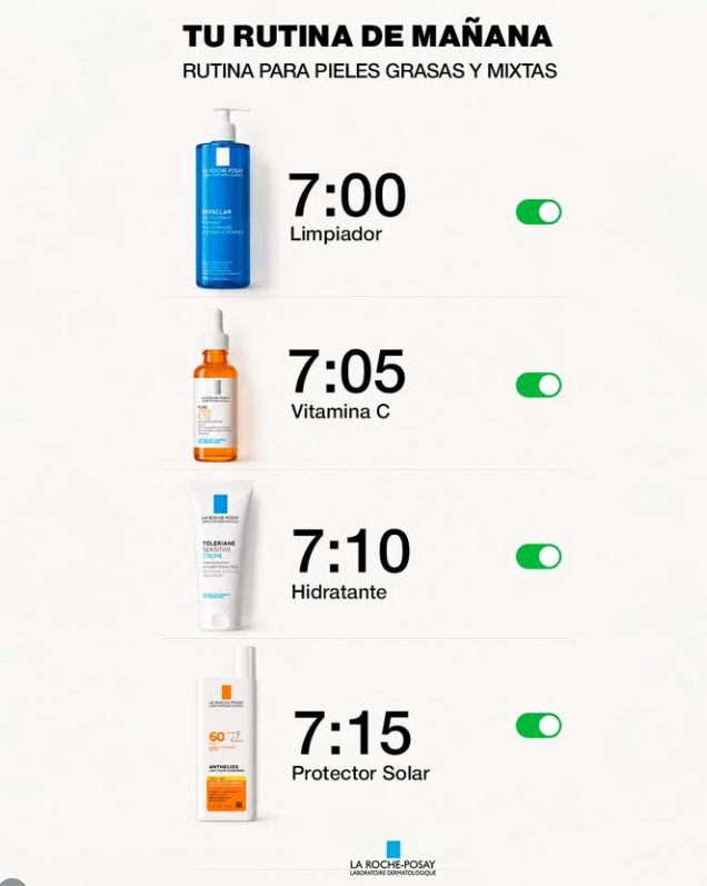 GRAN FARMÀCIA ANDORRA · LA ROCHE-POSAY La teva pell també agraeix una rutina sense complicacions, i amb La Roche-Posay és tan fàcil com seguir 4 passos en 15 minuts. A Gran Farmàcia Andorra, tenim tots els imprescindibles perquè cada matí comenci amb bona cara. 7:00 — Neteja i purifica Elimina impureses i prepara la pell. 7:05 — Il·lumina amb Vitamina C Un toc de llum per activar el dia. 7:10 — Hidrata i reforça la barrera cutània Confort, equilibri i pell saludable. 7:15 — Protegeix amb SPF 60 El pas que marca la diferència: protecció diària. Una rutina simple, eficaç i pensada per a pells grasses i mixtes. Quan trobes els productes adequats, la constància fa la resta. Guarda aquesta rutina per demà i descobreix els teus imprescindibles de La Roche-Posay a Gran Farmàcia Andorra, la millor parafarmàcia del Principat. #GranFarmaciaAndorra #LaRochePosay #RutinaFacial #PellSana #AndorraBeauty